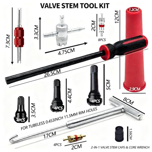 Valve Stem & Core Removal Replacement Tool Kit,Without Tire Removal
