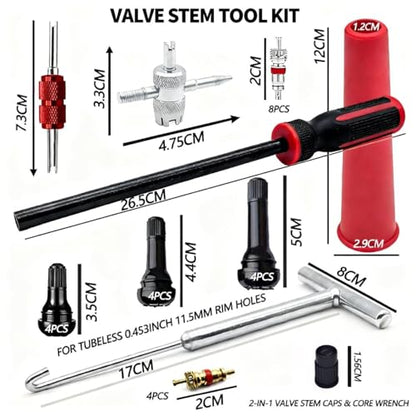 Valve Stem & Core Removal Replacement Tool Kit,Without Tire Removal