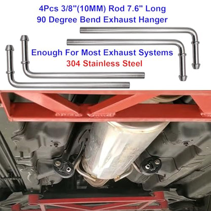 16PCS Exhaust Hanger 304 Stainless Steel 3/8"(10MM) Rod Rubber Hanger Set - size: 16PCS 304 Stainless Steel Hanger Rod With Rubber