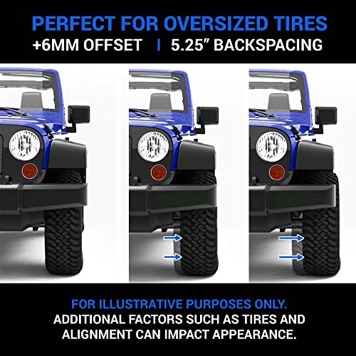 TACTIK 5 Spoke Classic Solid Steel Wheel - 5x5 Bolt Pattern, 17x9 (+6mm Offset), 5.25 Inch Backspace - Fits Jeep Wrangler 2007-2022 JL, JK and Gladiator JT - Satin Black Powder Coated Finish