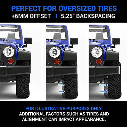 TACTIK 5 Spoke Classic Solid Steel Wheel - 5x5 Bolt Pattern, 17x9 (+6mm Offset), 5.25 Inch Backspace - Fits Jeep Wrangler 2007-2022 JL, JK and Gladiator JT - Satin Black Powder Coated Finish