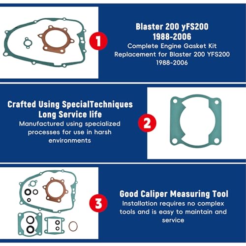 waltyotur Complete Engine Gasket Kit Set with Oil Seals Replacement for 1988-2006 Yamaha Blaster 200 YFS200