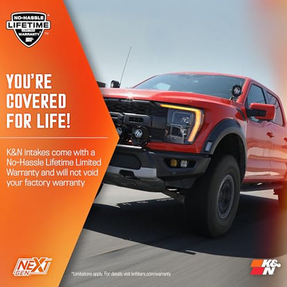 K&N NextGen Cold Air Intake System: High-Flow Cotton Filter: Compatible with 2021-2026 FORD F150; F150 Raptor; 50-2617 - style: NextGen