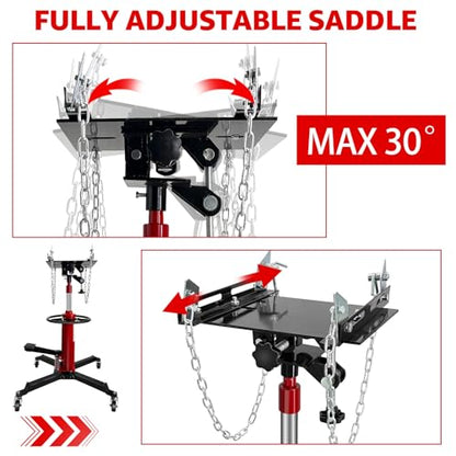Transmission Jack,34"-68" High Lift,1660 Lbs Hydraulic Telescoping Transmission Jack,Single Stage Transmission Stand,0.75Ton Capacity with Foot Pedal,360° Swivel Wheel, Garage/Shop Lift Hoist
