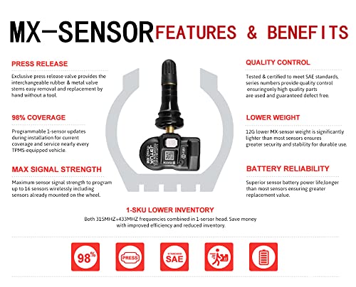 Autel TPMS Sensors 2in1 MX-Sensor 315Mhz/433Mhz Tire Pressure Sensor