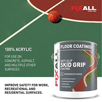 FIXALL Skid Grip Anti-Slip Coating, 1 Gallon, Smoke, Exceeds ADA Standards, Ideal for Safety Areas, Slip-Resistant Pavement, Cement & Concrete Paint - color: Smoke, size: 128 Fl Oz (Pack of 1)