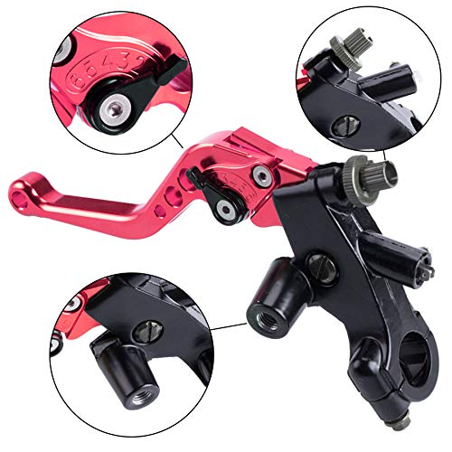 Universal Motorcycle 7/8" 22mm Handlebar Brake Master Cylinder Clutch Lever CNC Left & Right Set Compatible with Harley Honda Kawasaki Suzuki Yamaha（ Piston Diameter 12.7mm (Red) - color: Red