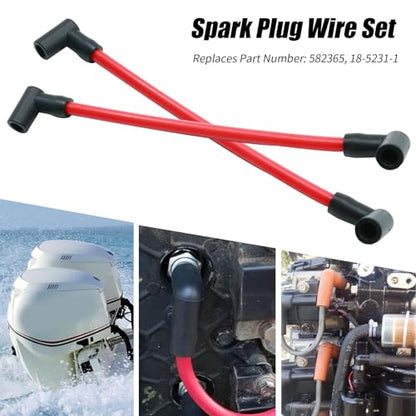 4 Pack 582365 Spark Plug Wire Set, Replacement for Johnson Evinrude 80 85 88 90 100 110 115 120 125 130 140 HP Outboards, Replaces 18-5231-1