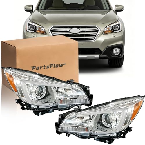 PartsFlow 2PCS Halogen Headlight Chrome Housing Headlamp Left And Right For 2015 2016 2017 Subaru Legacy Outback - color: Chrome Housing Right & Left Side