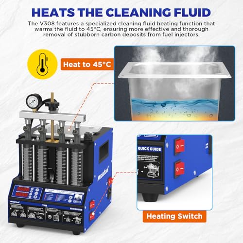 MRCARTOOL V308 Fuel Injector Cleaner Machine with Pulse Ultrasonic Cleaning - size: V308
