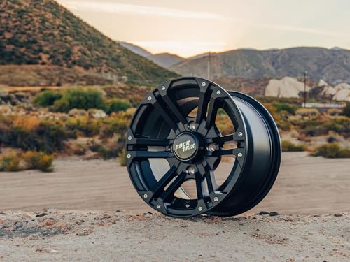 RockTrix RT101 12x7 ATV UTV Wheel 4x110 5+2 Offset, Matte Black, 4pc Set - size: 12x7 (5+2)