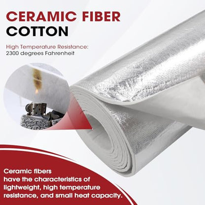 190mil Heat Shield Aluminum Foil High Temperature Mat 2300℉ Ceramic Fiber Barrier Insulation Thermal Shield Material Sheet Protection (None-Adheisive, 150"x 24") - size: 190mil-150"x 24", style: None-Backing Paper
