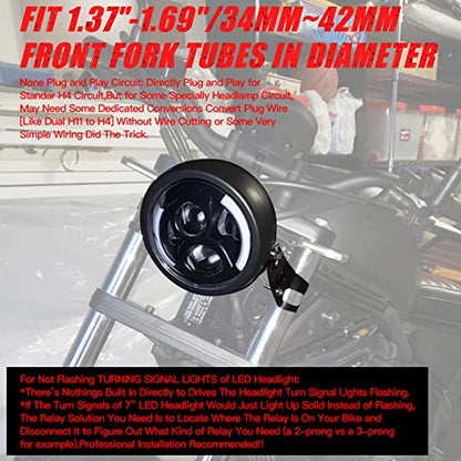 7 Inch Round LED Motorcycle Headlight with Housing Bucket Amber Turn Signal Lights & White DRL Angle Eyes for H-arley Yamaha Kawasaki Honda Street Bike Front Headlamp - size: 7 Inch LED Motorcycle Headlight Turn Signal DRL