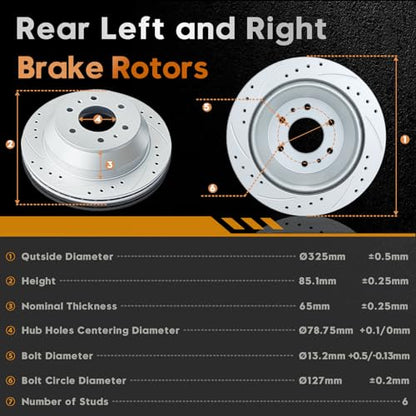 BETTHAND Front And Rear Brake Pads And Rotors Compatible With Chevy, GMC - size: 580359*2+580029*2+D1169-8282+D883-L7760