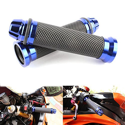 Universal 7/8" 22mm Motorcycle Handlebar Grips - Gel Rubber Compatible with Chopper, Cruiser, Street, Dirt Bike - color: Blue