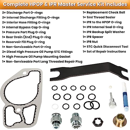 High Pressure Oil Pump HPOP Master Service Kit & Hoses Lines & Crossover Kit for Ford 7.3L Powerstroke Diesel engines F-series E-series Excursion 1999 2000 2001 2002 2003 Complete Set 38 PCS - style: Master Service Kit+Hoses Lines+Crossover Kit
