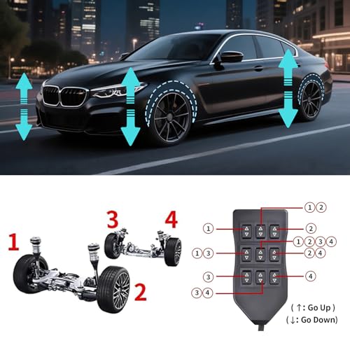 12V Air Management featuring 8-Valve Air Ride Suspension Manifold, with 16.5FT switch Wired Remote Controller and Five-Way White Display Air Pressure Gauges - color: White