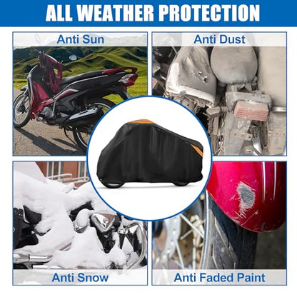 uxcell Motorcycle Cover Waterproof with Storage Bag Fits Up to 76.8"