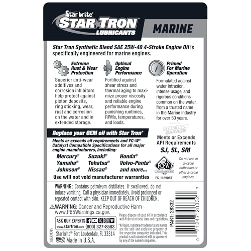 STAR TRON Pro Star Synthetic Blend 4-Stroke Outboard Oil 25W-40 - size: 32 OZ, style: 25w-40