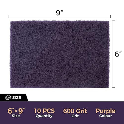 S SATC 6" x 9" Purple General Purpose Scuff Pads,10 Pack Paint Primer Prep Adhesion Scratch Automotive Pads for Scuffing,Scouring,Sanding - color: Purple