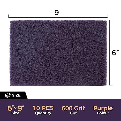 S SATC 6" x 9" Purple General Purpose Scuff Pads,10 Pack Paint Primer Prep Adhesion Scratch Automotive Pads for Scuffing,Scouring,Sanding - color: Purple