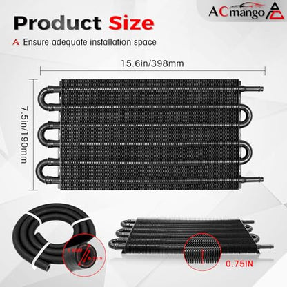 6 Pass Ultra-Cool Tube and Fin Transmission Cooler - color: Black, size: 6-pass