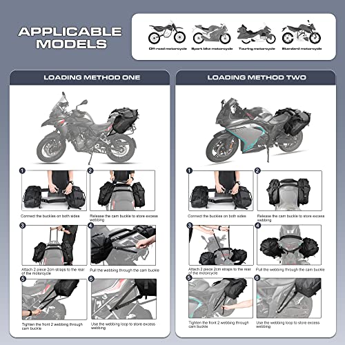 Rhinowalk Motorcycle Saddlebags 18L(9L*2) Waterproof Motorbike Side Bags, Travel Luggage Panniers with Shoulder Strap for Adventure & Sport Motorcycle Racks, 1 Pair - size: 18L Black