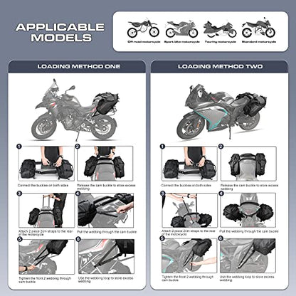 Rhinowalk Motorcycle Saddlebags 18L(9L*2) Waterproof Motorbike Side Bags, Travel Luggage Panniers with Shoulder Strap for Adventure & Sport Motorcycle Racks, 1 Pair - size: 18L Black