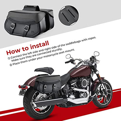 KEMIMOTO Synthetic Leather Motorcycle Saddlebags Throw Over Saddle Bags