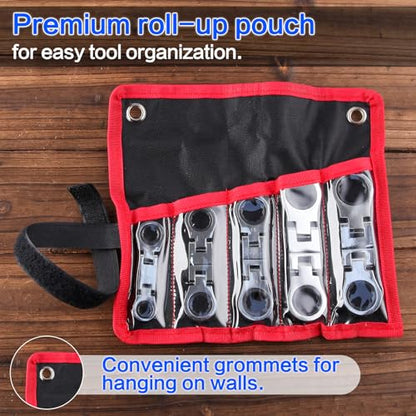 SPEEDWOX 5pcs Double Box End Flex-Head Ratcheting Combination Wrench Set - Metric Wrench Sets - style: Metric