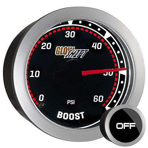 GlowShift Tinted Series 60 PSI Diesel Boost Gauge Kit, 2-1/16" 52mm