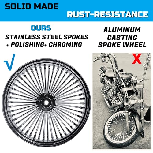 FatFlex 18"×4.25" Wide Rear Wheel Fat Spokes for Harley - style: 18"x4.25", Chrome+Chrome+Chrome(NON-ABS)