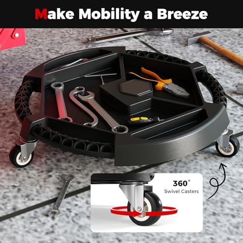 Goplus Rolling Tool Tray, Under Car Magnetic Moving Tray with 3 Swivel Casters, 30 LBS Capacity Caddy Tray, Tool Tray Creeper for Garage, Workshop, Automotive Repair, Mechanics - size: 19.5" x 19.5" x 4"