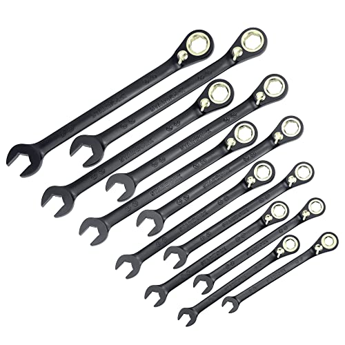 STARWORK TRUE MECHANIC™ 12-Piece 2-in-1 Reversible Ratcheting Wrench Set with Rolling Pouch, 120-Tooth, SAE&Metric - size: 12-Piece 120-Tooth