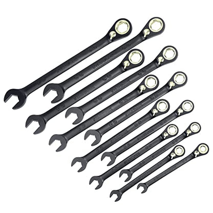 STARWORK TRUE MECHANIC™ 12-Piece 2-in-1 Reversible Ratcheting Wrench Set with Rolling Pouch, 120-Tooth, SAE&Metric - size: 12-Piece 120-Tooth