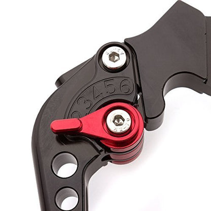 CNC Brake Clutch Levers Compatible with GROM MSX125 CBR300R CB300F CB300 CB300R CB300FA 2014-2020, CBR250R 2011-2013, CB400F CB400R 2013-15, CBR500R CB500F CB500X 2013-2020, CB125/F/R 2019-2020 - color: Black Lever with Red Adjuster