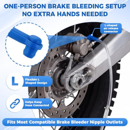 Brake Bleeder Kit with 2 One Way Check Valves, 4 Brake Bleeder Hoses, 2 Quick Adapters, Universal Brake Fluid Bleeder Tool for Car, Motorcycle, ATV, Truck & Hydraulic Clutch Systems