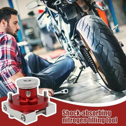 Tissting Motorcycle Nitrogen Charging Tool, Nitrogen Gas Charging Device - color: Red