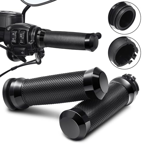 Motorcycle Hand Grips Handlebar Grips Cable Throttle Fit for Harley ’02-’17 VRSC, ’96-Later XL, ’08-’13 XR, ’96-’17 Dyna (Except FXDLS), ’96-’07 Touring - color: Black
