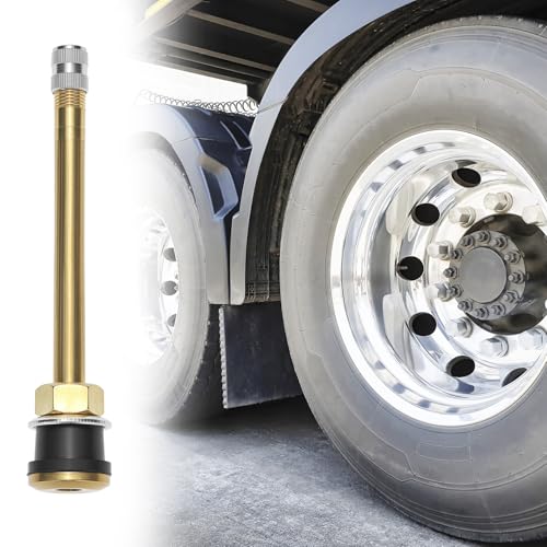 QWORK TR572 Brass Commercial Valve Stems, 10 Pack Replacement Truck Tire Valve Stems, 3-3/4" Length, 200psi Cold Pressure Capacity