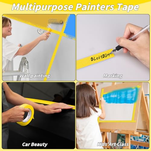 Oleitodh 42 Rolls Yellow Painters Tape 1 Inch x 55 Yards Masking Tape Bulk - color: Yellow, size: 1In x 55Y - 42Pack