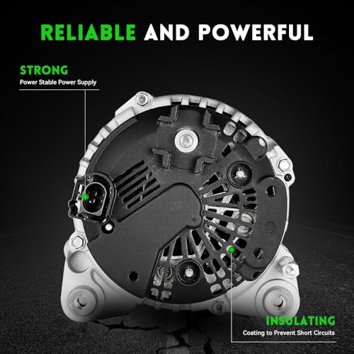 11134N Alternator Replacement for Jetta 2006-2014 2.0L/2011-2015 2.0L/2005-2006 1.9L, Passat 2006-2008 2.0L, GTI 2006-2008, Golf 2010-2014 2.0L, 12V 140Amp 6-Groove Pulley - size: 11134N