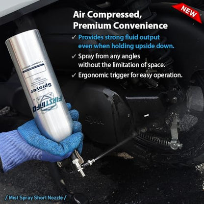 FIRSTINFO 1000 mL Aluminum Refillable Pressure Fluid Spray Can, 140 PSI - size: 33.8 Ounces w/ 2 Nozzles