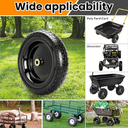 13" Flat Free Wheels Replacement for GOR Garden Cart Tires - color: Black