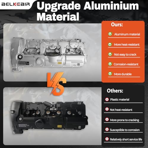 Upgraded Aluminum Engine Valve Cover Kit Compatible with 2006-2013 BMW 125i 128i 130i 323i 328i 328xi 525i 528i 528xi 530i X3 X5 Z4, E60 E70 E82 E83 E84 E89 E90 E92 L6 3.0L/ 2.5L Replace 11127552281