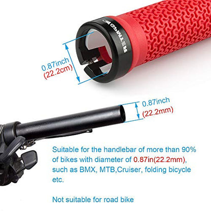 GPMTER Bike Handlebar Grips, Single Lock on Bicycle Handle Bar, for BMX, Mountain, MTB, Beach Cruiser, Scooter, Folding Bike, Soft Non-Slip-Rubber Hand Grip Comfortable Ergonomic - color: Red