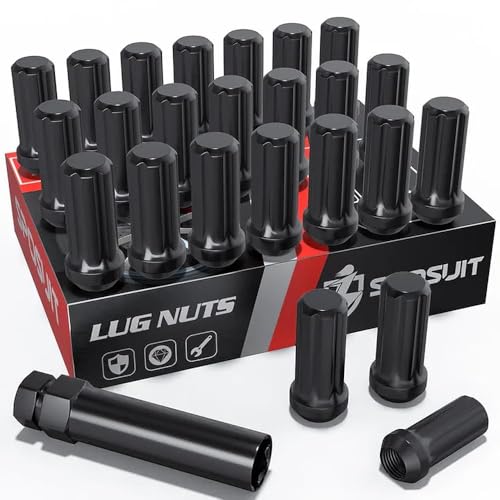 Sposuit 24Pcs M14x1.5 Spline Lug Nuts, 19mm Hex - Replacement for Chevrolet - color: Black, style: 24 Pack SplineDrive