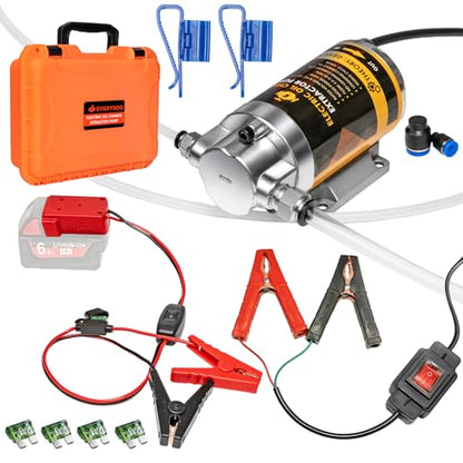 100W Electric Oil Change Extractor Pump, 1-4L/min Oil Transfer Pump for Engine/Transmission Oil Change, Compatible with Milwaukee M18 Battery(Oil Pump-A+Red Adapter) - color: Oil Pump-A+Red Adapter