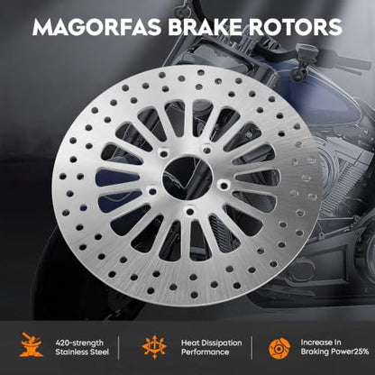 Silvery 11.8" Front Brake Rotors With Bolts Fit for Harley Davidson Touring - size: 2 Front Rotor