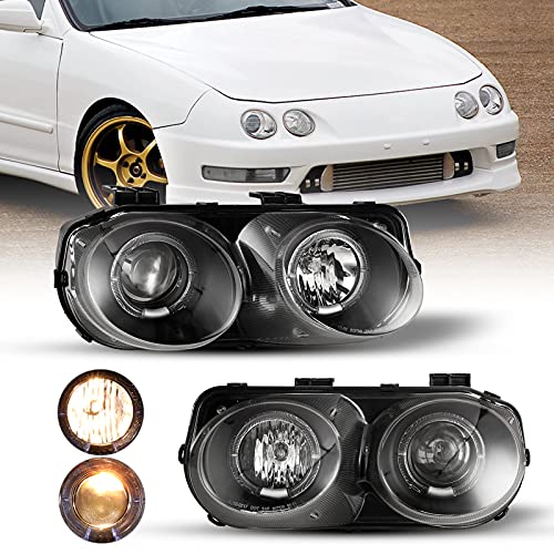 ROXX Replacement Headlight Assembly for 1998 1999 2000 2001 Acura Integra - color: Black Housing/Clear Lens